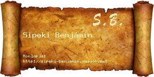 Sipeki Benjámin névjegykártya